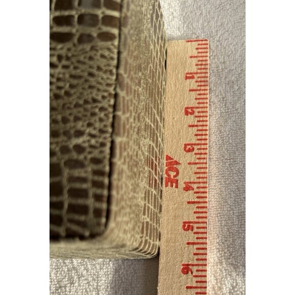 S/2 Vegan Crocodile Decorative Boxes Olive Green Jewelry Storage Lined Home NICE - Picture 8 of 16